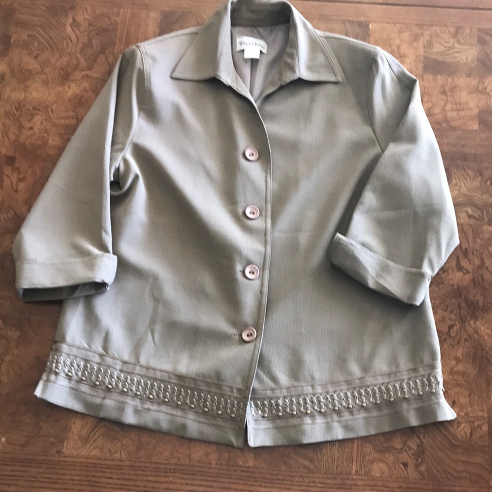 TanJay Vintage Women's Tan Jacket Blazer Size 12 Embellished